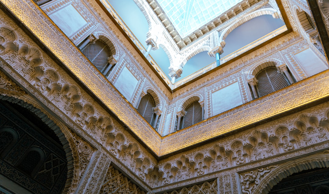 Intricate architectural details of a courtyard atrium